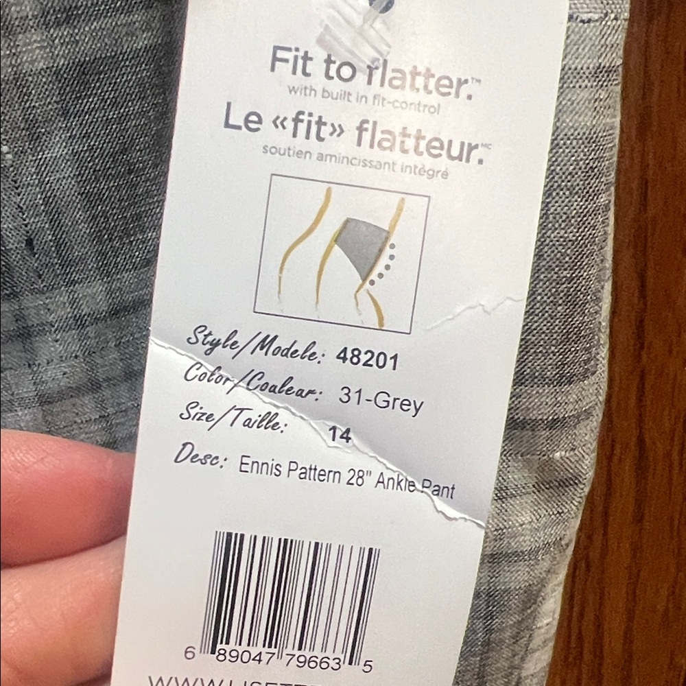 Lisette NWT Gray Plaid capris SZ 14 - Picture 3 of 9
